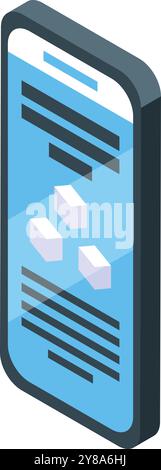 Smartphone montre une application de réalité augmentée avec trois cubes de sucre Illustration de Vecteur