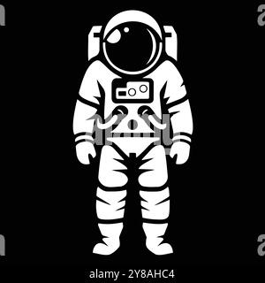 Minimaliste Astronaut Silhouette en gras noir et blanc Illustration de Vecteur