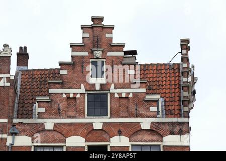 Amsterdam Prinsengracht canal House façade avec Stepped Gable, pays-Bas Banque D'Images