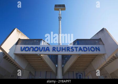 Vonovia Ruhrstadtion, lettrage sur le stade de Castroper Strasse, stade de football de VFL Bochum, Allemagne, Rhénanie du Nord-Westphalie, région de la Ruhr, Bochu Banque D'Images