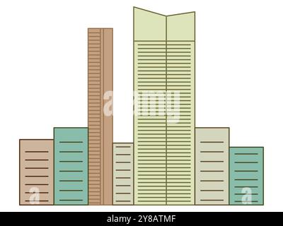 Chine urbain lieu moderne tourisme destination ville bâtiments de ville célèbre monument architecture design set icône colorée Illustration de Vecteur