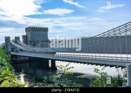 Trois célèbres ponts sur la rivière Conwy à Castle. Banque D'Images