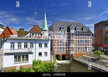 Serrahn, Kornwassermühle et Kupferhofterrassen à Bergedorf, Hambourg, Allemagne, Kornwassermühle und Kupferhofterrassen à Bergedorf, Allemagne Banque D'Images