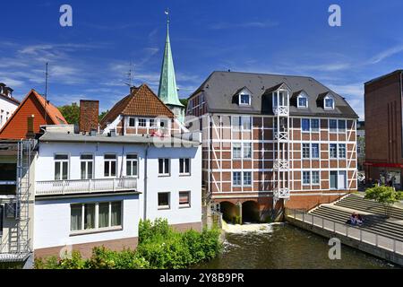 Serrahn, Kornwassermühle et Kupferhofterrassen à Bergedorf, Hambourg, Allemagne, Kornwassermühle und Kupferhofterrassen à Bergedorf, Allemagne Banque D'Images