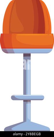 Tabouret de bar orange debout sur une jambe avec un siège rond et un repose-pieds, isolé sur fond blanc Illustration de Vecteur
