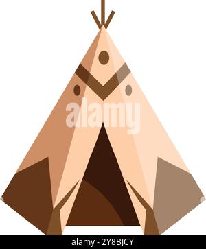 Illustration minimaliste d'un tipi, avec son entrée ouverte, sur fond blanc Illustration de Vecteur