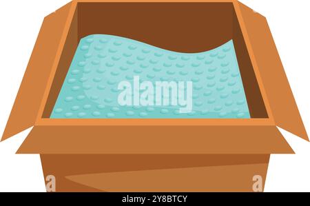 Boîte en carton ouverte contenant du papier bulle, offrant un moyen sûr et sécurisé de protéger les articles délicats pendant l'expédition ou le stockage Illustration de Vecteur