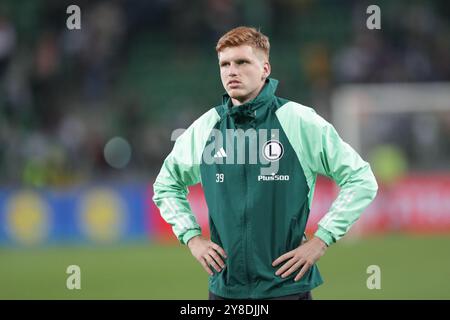 Jordan Majchrzak de Legia Warszawa vu lors du match de l'UEFA Conference League 2024/2025 entre Legia Warszawa et Real Betis Balompie au stade municipal Marshall Jozef Pilsudskis de Legia Varsovie. Score final : Legia Warszawa 1:0 Real Betis Balompie. Banque D'Images