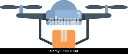 Paquet de transport de drone de livraison moderne pendant le vol avec hélices tournant Illustration de Vecteur