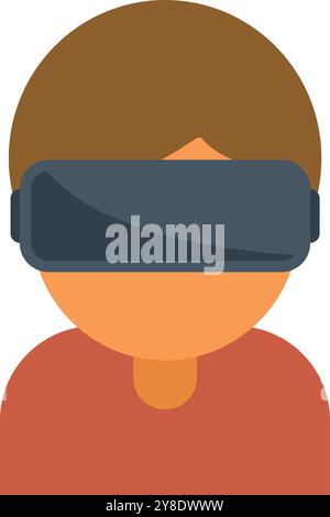 Le jeune homme porte un casque de réalité virtuelle, immergé dans un environnement numérique Illustration de Vecteur