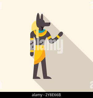 Anubis, Dieu égyptien de la mort, debout avec un bras levé et pointant Illustration de Vecteur