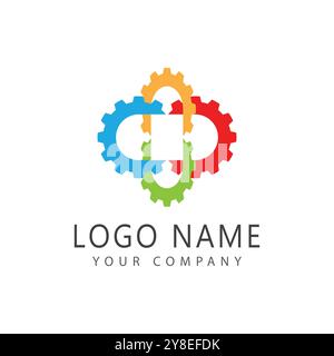 Conception de symbole de modèle vectoriel de logo Gear Illustration de Vecteur