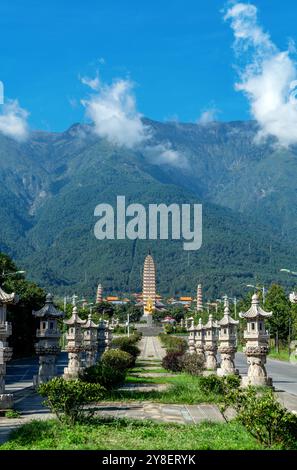 Temple de Chongsheng trois pagodes dans la ville de Dali Yunnan provice, Chine. Banque D'Images