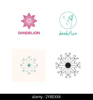 Vecteur de logo de fleur de pissenlit et modèle de symbole Illustration de Vecteur