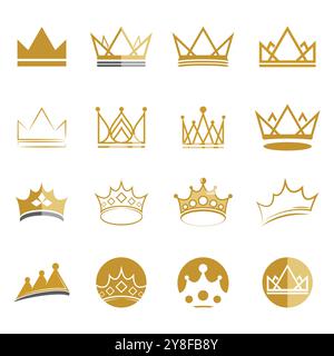 Design élégant du logo Royal King Queen Crown Luxury Illustration de Vecteur