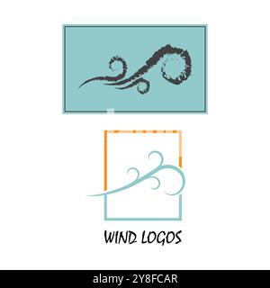 Conception de modèle de vecteur de logo isolé d'icône de vent Illustration de Vecteur