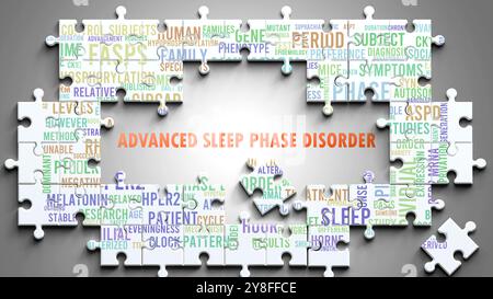 Le trouble avancé de la phase du sommeil étant un sujet complexe, lié à d'autres sujets importants. Banque D'Images