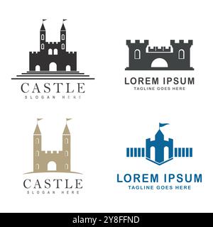 Castle logo Template conception d'icône de symbole vectoriel Illustration de Vecteur