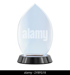 Récompense en cristal blanc, trophée de récompense en verre, maquette. Rendu 3D isolé sur fond blanc Banque D'Images