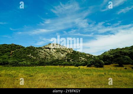 Le tombeau des géants de Monte S’Ajacciu parmi les rochers de granit. Arzachena, Sardaigne, Italie Banque D'Images