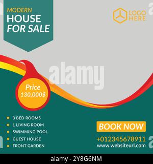 Une conception vectorielle de modèle de bannière de publication de médias sociaux de l'immobilier moderne Illustration de Vecteur