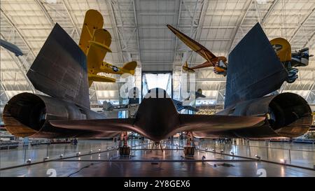 Vue arrière du Lockheed SR-71 Blackbird vu au Steven F. Udvar-Hazy Center du National Air and Space Museum de Chantilly, Virginie. Banque D'Images