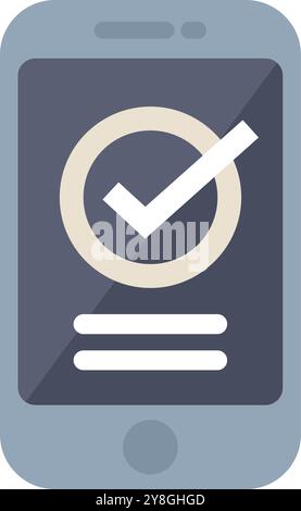 Le smartphone affiche une coche à l'intérieur d'un cercle, indiquant que le paiement mobile a réussi Illustration de Vecteur