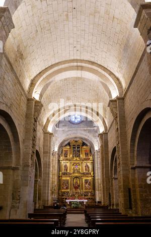 Monastère de San Pedro el Viejo, intérieur de l'église, Huesca, communauté d'Aragon, Espagne. Banque D'Images