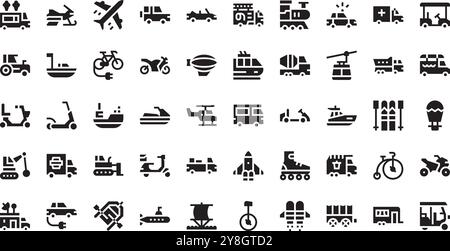 Icônes de transport Collection d'icônes vectorielles de haute qualité avec contour modifiable. Idéal pour les projets professionnels et créatifs. Illustration de Vecteur