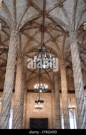 La Llotja de la Seda, intérieur du marché de la soie, Valence Espagne Banque D'Images