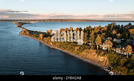 Vue aérienne de Semiahmoo Spit près de Blaine, Washington, États-Unis Banque D'Images