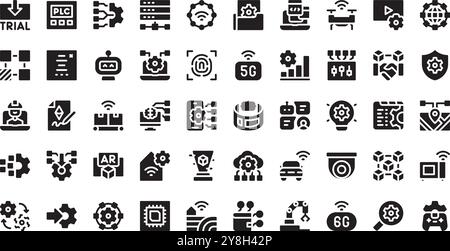 Icônes de technologie numérique Collection d'icônes vectorielles de haute qualité avec contour modifiable. Idéal pour les projets professionnels et créatifs. Illustration de Vecteur
