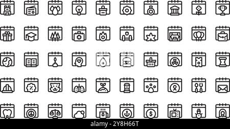 Icônes de calendrier Collection d'icônes vectorielles de haute qualité avec contour modifiable. Idéal pour les projets professionnels et créatifs. Illustration de Vecteur