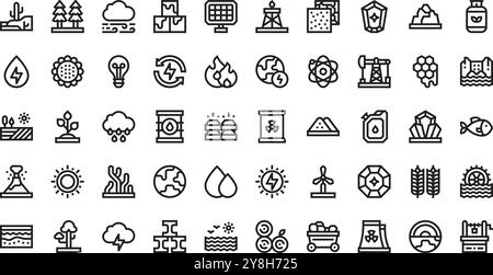Icônes de ressources naturelles Collection d'icônes vectorielles de haute qualité avec contour modifiable. Idéal pour les projets professionnels et créatifs. Illustration de Vecteur