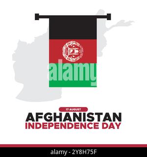 Jour de l'indépendance de l'Afghanistan, 17 août, carte de voeux, illustration, modèle modifiable de jour de l'indépendance de l'Afghanistan. fichier eps. Illustration de Vecteur