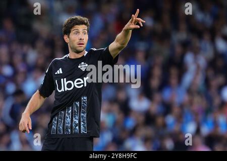 Sergi Roberto de Como 1907 gestes lors du match de football Serie A entre la SSC Napoli et Como 1907 au stade Diego Armando Maradona à Naples (Italie), le 4 octobre 2024. Banque D'Images