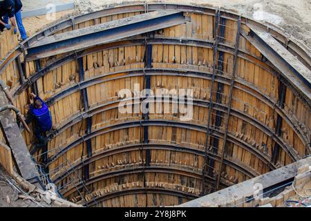 Construction d'un nouveau collecteur d'eaux usées Banque D'Images