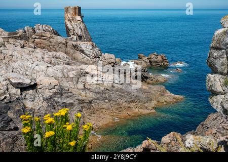 Mer d'Iroise au large de l'île d'Ouessant (mer Celtique vue depuis l'île d'Ouessant) Banque D'Images