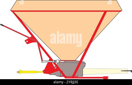 Remorque d'épandeur d'engrais derrière illustration de dessin animé vectoriel isolé sur un fond blanc. Illustration de Vecteur