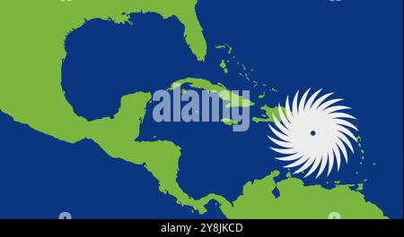 Illustration vectorielle de l'approche de l'ouragan dans la région des Caraïbes Banque D'Images