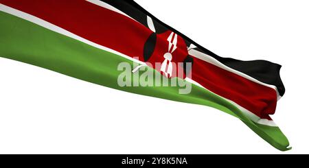 Rendu 3D d'un drapeau Kenya isolé sur fond blanc Banque D'Images