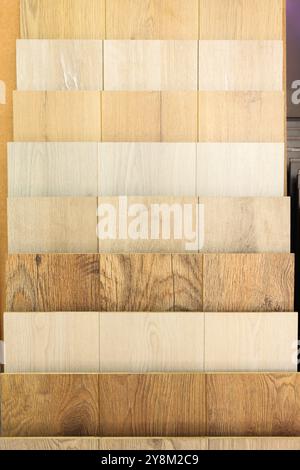 Beaucoup d'échantillons différents de plancher en bois en magasin Banque D'Images