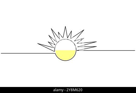 Dessin continu d'une ligne Soleil et nuage d'illustration vectorielle de contour isolé Illustration de Vecteur