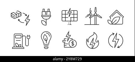 Les icônes de l'énergie verte Illustration de Vecteur