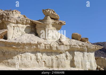 Formes de grès dans la Ciudad Encantada de Bolnuevo, Murcie, Espagne Banque D'Images