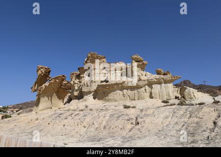 Formes de grès dans la Ciudad Encantada de Bolnuevo, Murcie, Espagne Banque D'Images