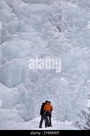 Cascade de glace Chutes Tangle Rocheuses Canada Alberta Banque D'Images