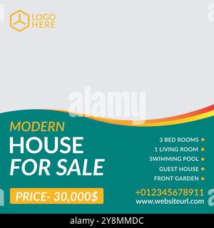 Maison moderne à vendre modèle de médias sociaux Professional Vector Design Illustration de Vecteur