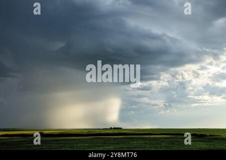 Tempêtes d'été dans les Prairies canadiennes scènes dramatiques Banque D'Images