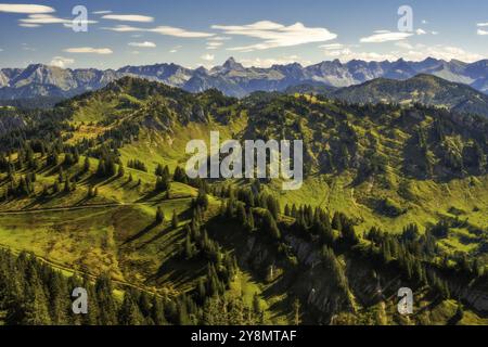 Vue depuis le Hochgrat près de Oberstaufen (Bavière, Allemagne) Banque D'Images